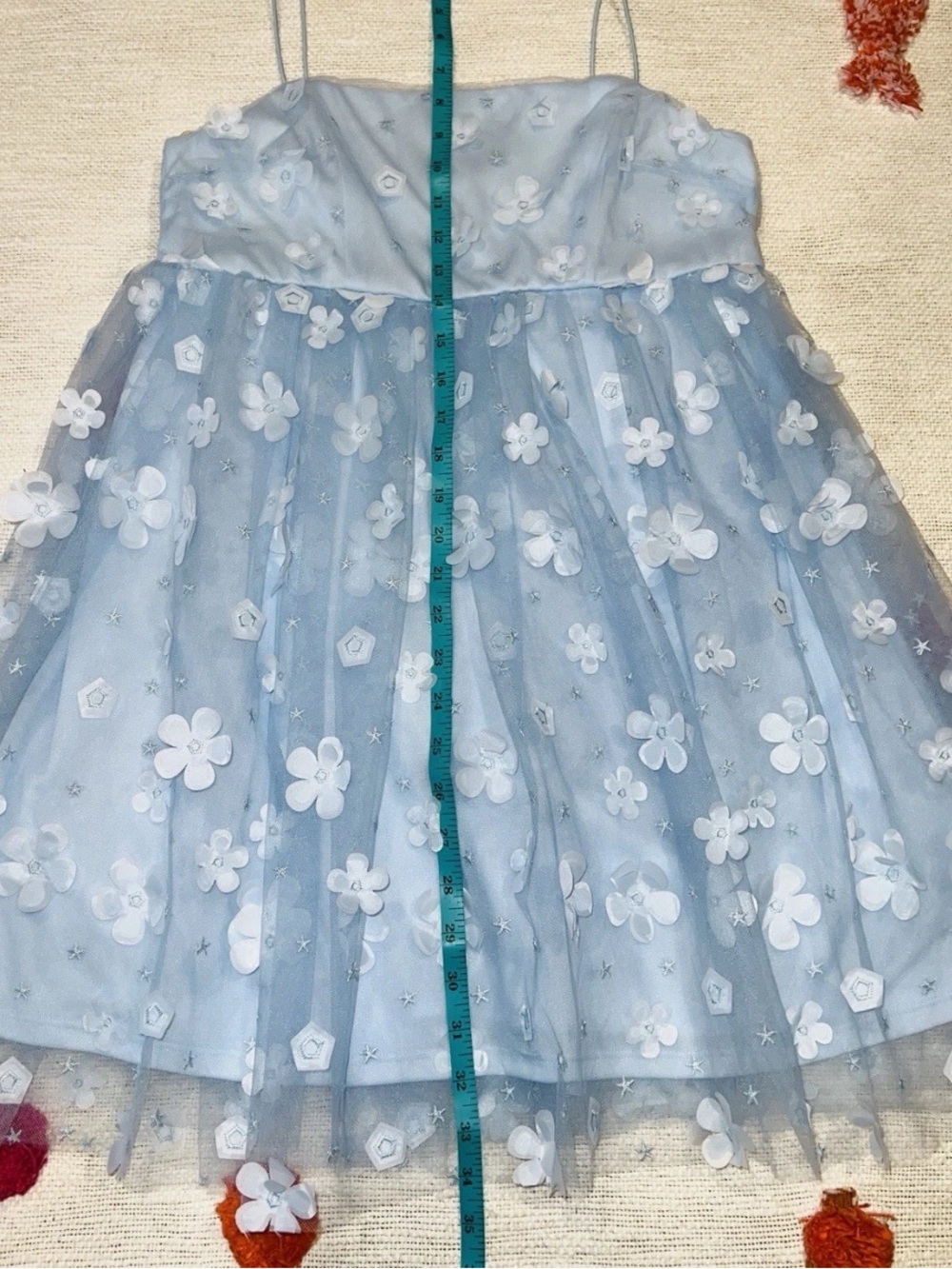 Altar’d State Aurora Floral Mesh Babydoll Dress Baby Blue Size Medium - Picture 12 of 16